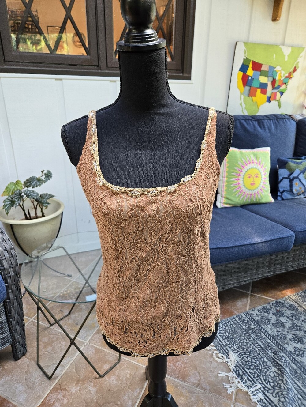 Young Essence Stretchy Cami With Beading Detail - Size Large